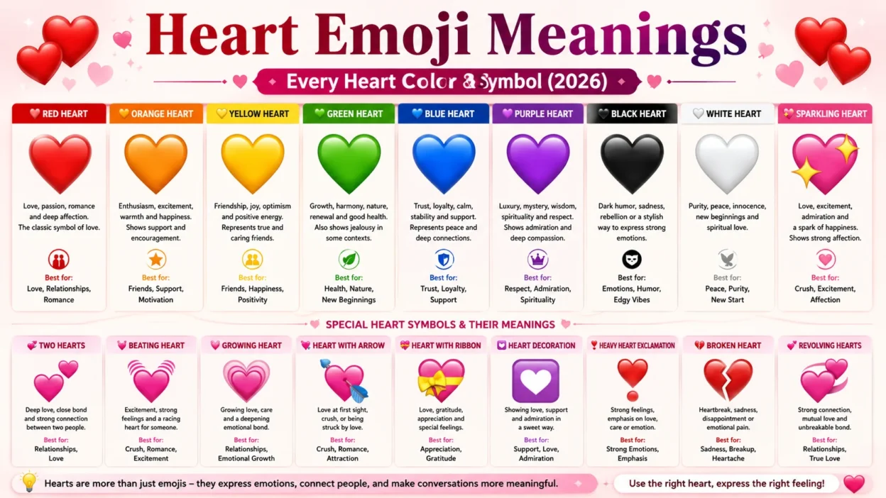 Heart Emoji Meanings Every Heart Color & Symbol (2026)