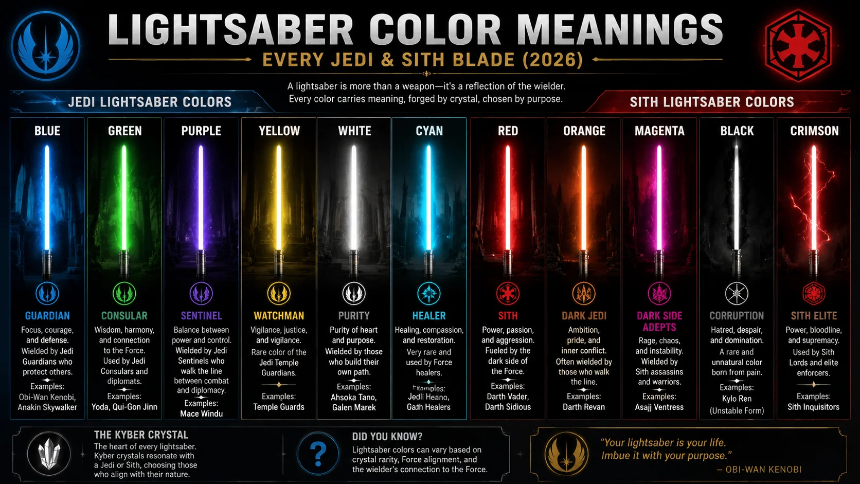 Lightsaber Color Meanings | Every Jedi & Sith Blade (2026)