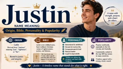 Justin Name Meaning Origin, Bible, Personality & Popularity